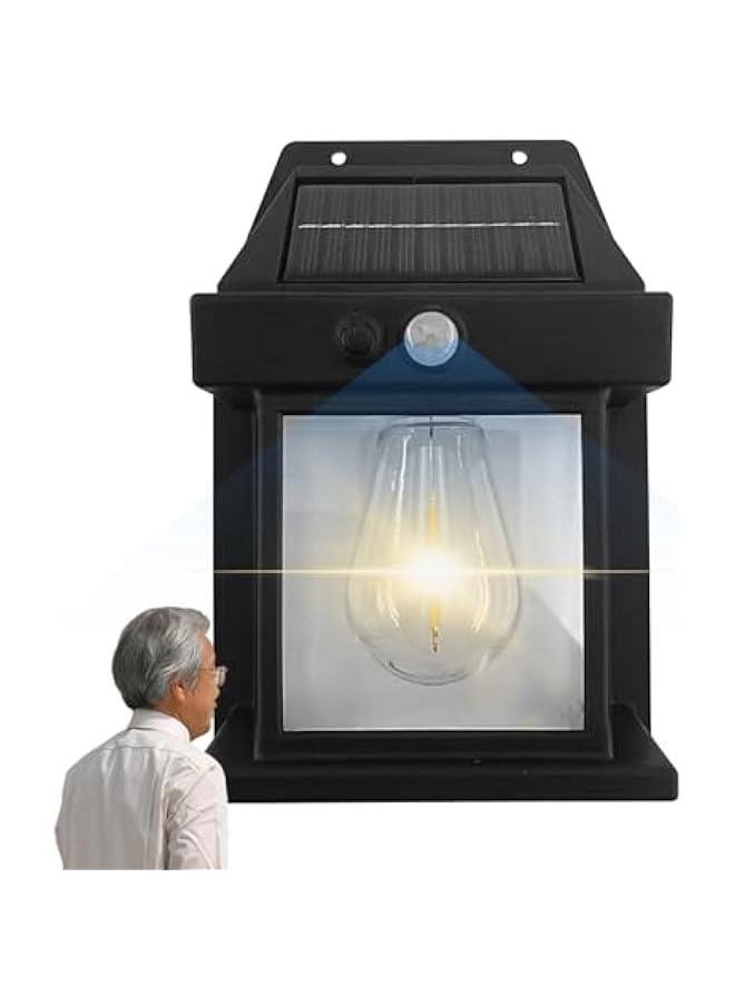 Solar Outdoor Wall Lights, Solar Porch Lights Motion Sensor Waterproof Wall Lanterns, Wireless Dusk to Dawn Porch Lights Fixture, for Yard Deck Garden Garage Walkway Porch