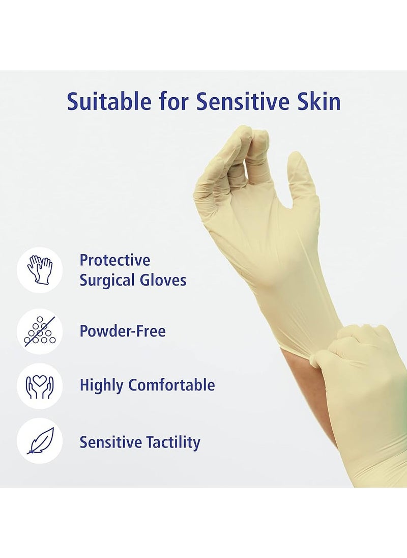 Pack of 50 Sterile Surgic Gloves | Different Sizes | Latex, Powder-Free, Polymer Coated, Sterile (ME-0455)