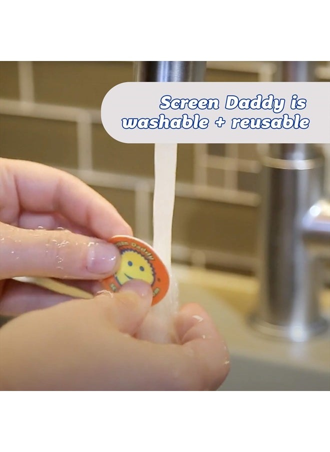 , Screen Daddy - Multi-color, Multi-use Microfiber Cleaning Pads for Electronic Screens With Convenient Storage, Scratch Free, Streak Free, Reusable and Washable, 3ct