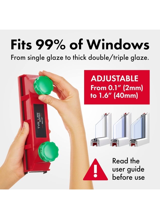 Tyroler Bright Tools The Glider D4 Magnetic Window Cleaner Universal Fits Any Windows Thickness In The World 2-40Mm Due To Adjustable Force Control. 3M Long Anti-Falling Rope Window Cleaning Tools