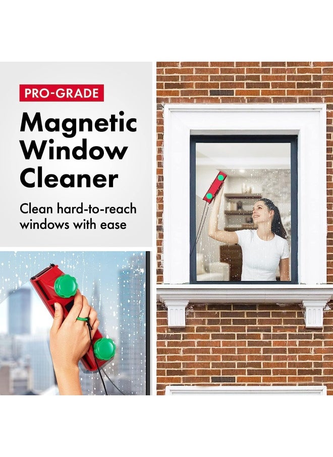 Tyroler Bright Tools The Glider D4 Magnetic Window Cleaner Universal Fits Any Windows Thickness In The World 2-40Mm Due To Adjustable Force Control. 3M Long Anti-Falling Rope Window Cleaning Tools