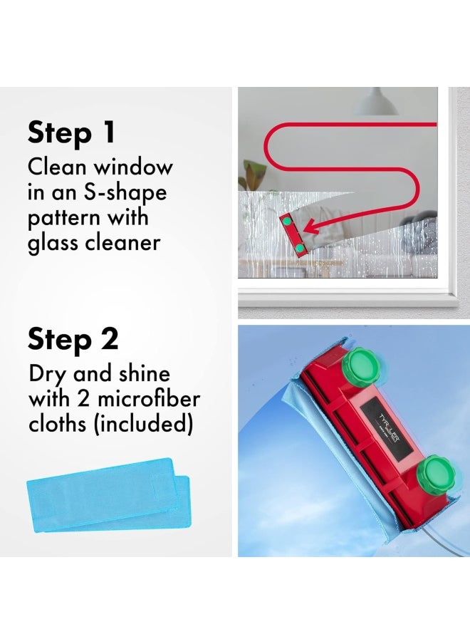 Tyroler Bright Tools The Glider D4 Magnetic Window Cleaner Universal Fits Any Windows Thickness In The World 2-40Mm Due To Adjustable Force Control. 3M Long Anti-Falling Rope Window Cleaning Tools