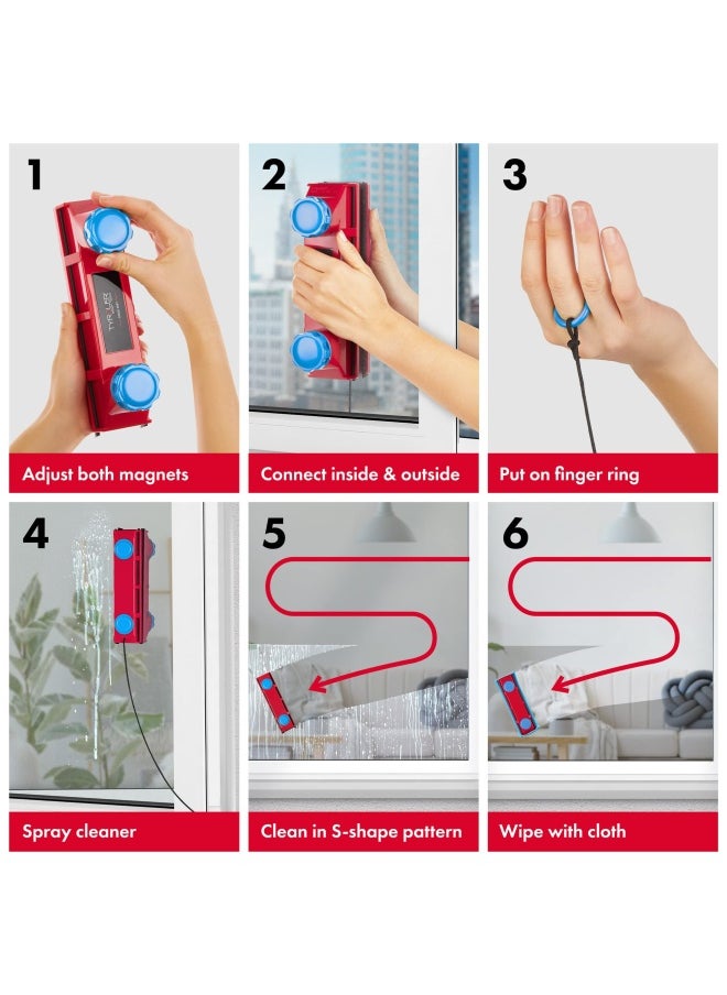 Tyroler Bright Tools  Magnetic Window Cleaner Tool The Glider D-3 AFC Single or Double Glazed Window 0.1 -1.1 Adjustable Magnet Force Control Indoor and Outdoor Glass Pane Cleaning.