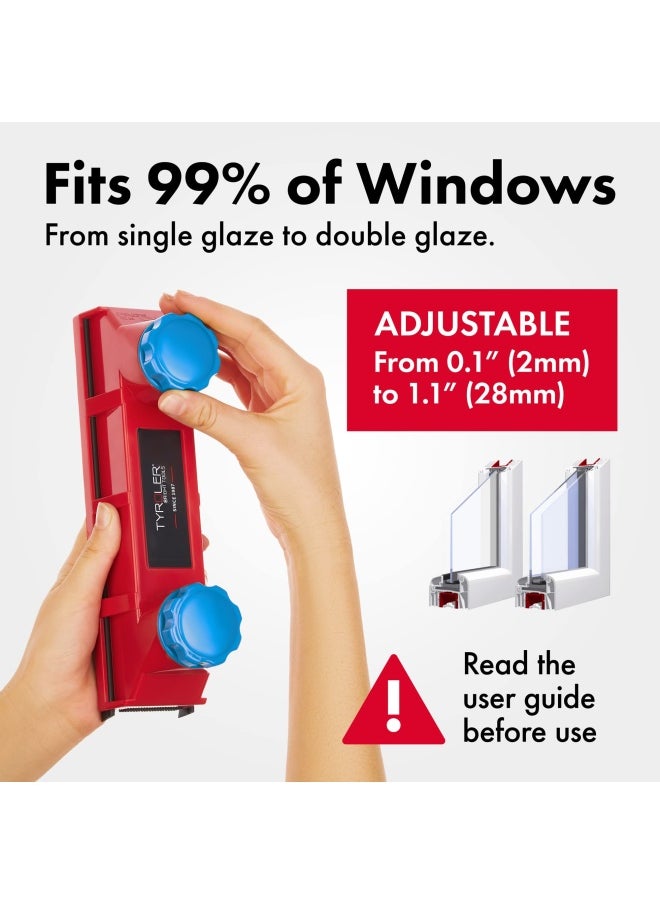 Tyroler Bright Tools  Magnetic Window Cleaner Tool The Glider D-3 AFC Single or Double Glazed Window 0.1 -1.1 Adjustable Magnet Force Control Indoor and Outdoor Glass Pane Cleaning.