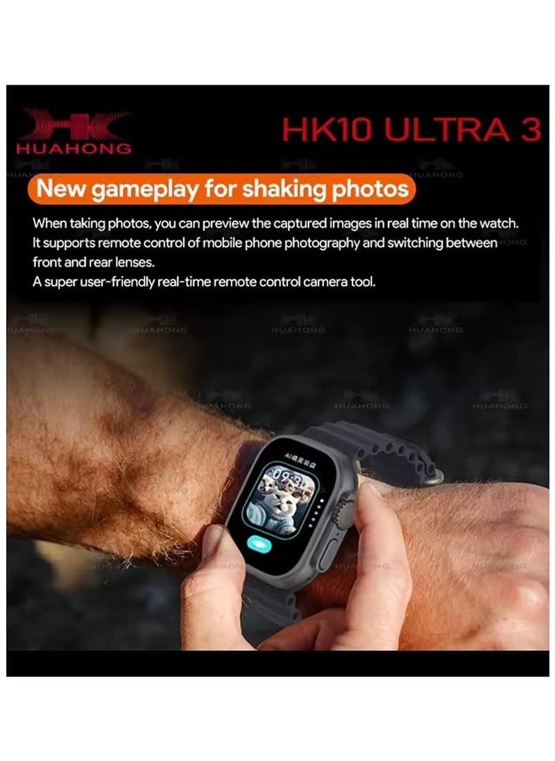 New HK10 ULTRA 3 Smartwatch AMOLED Display, G-Sensor AI Features HK9 Upgraded With Two Strap