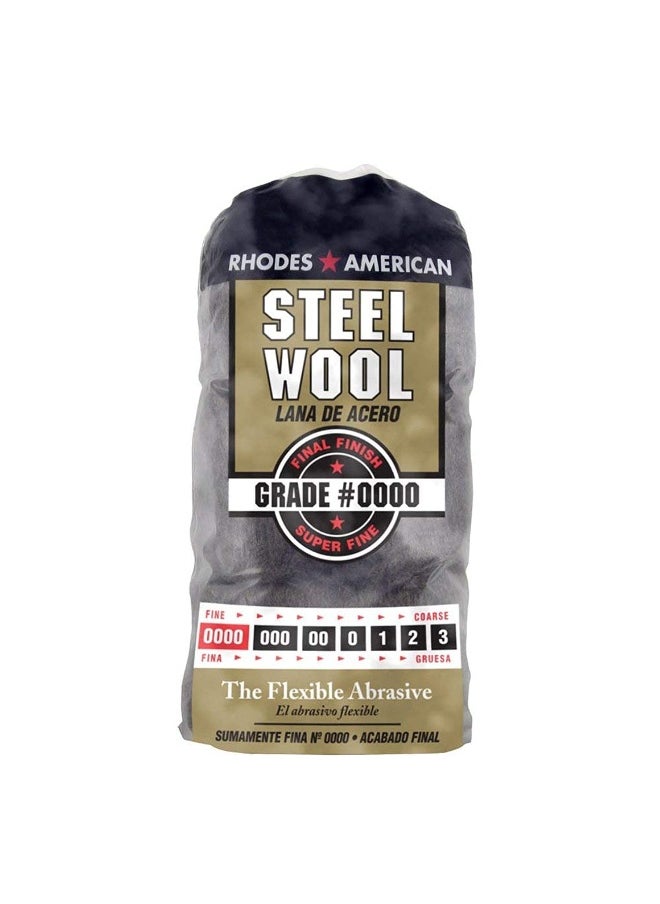 10120000 Steel Wool, 12 Pad, Grade #0000, Rhodes American, Final Finish