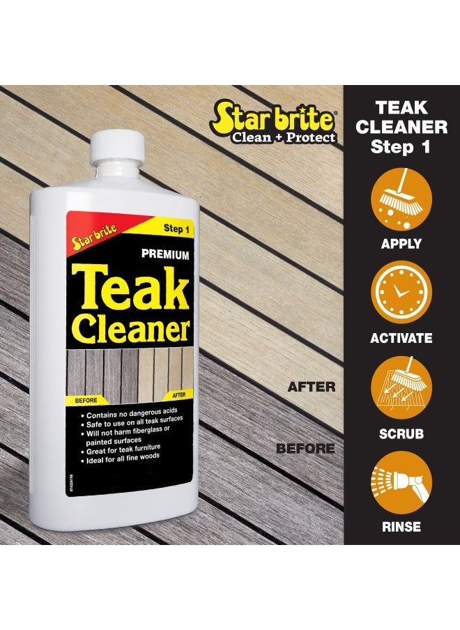 Star Brite Premium Teak Care Kit Marine Grade Teak Cleaner Brightener And Golden Teak Oil Ideal For Boats Decks Patio And Fine Wood Furniture Renew Refinish And Protect 081202