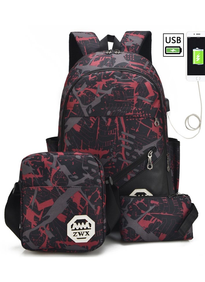 3-Piece Brief Capacity Preppy Backpack Set