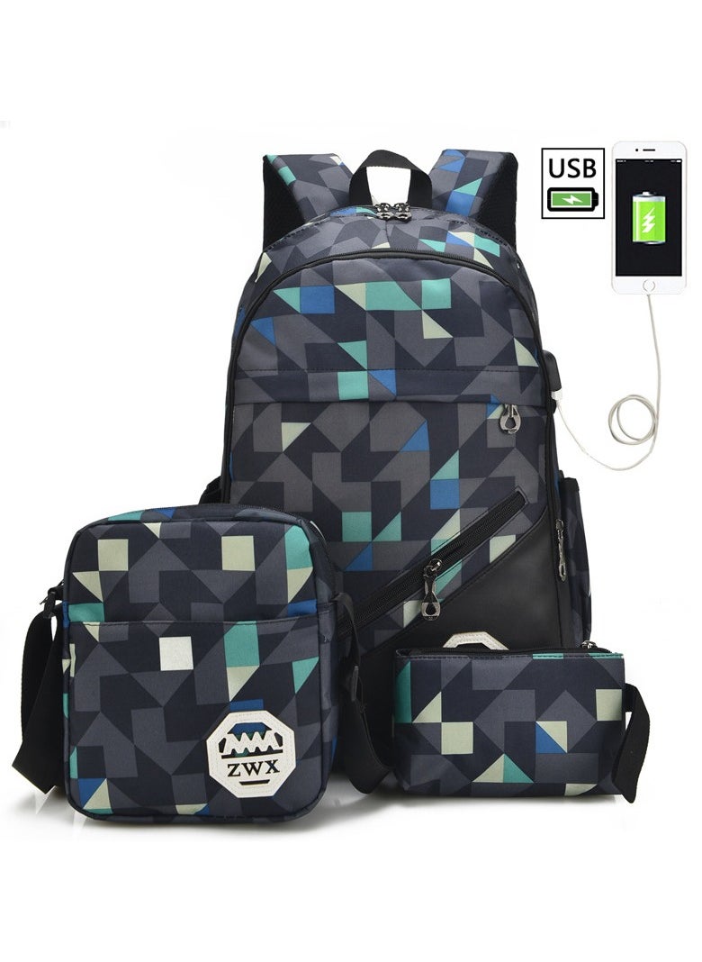 3-Piece Brief Capacity Preppy Backpack Set