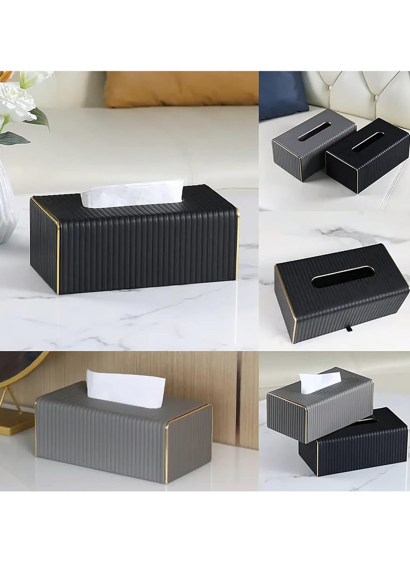 Alhdhd Leather tissue box cover, Decorative tissue box Holder for Home Living Room, Bedroom, Kitchen, Office, Bathroom | Car Tissue Holder (dark grey)
