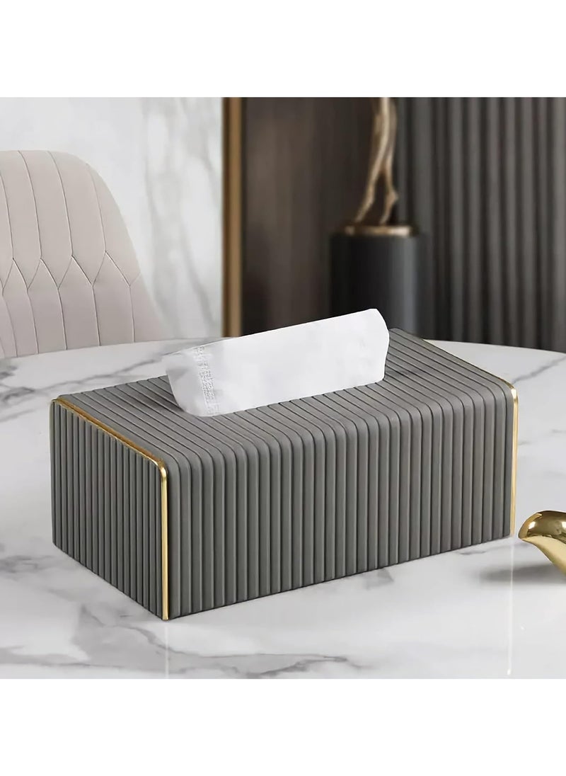 Alhdhd Leather tissue box cover, Decorative tissue box Holder for Home Living Room, Bedroom, Kitchen, Office, Bathroom | Car Tissue Holder (dark grey)