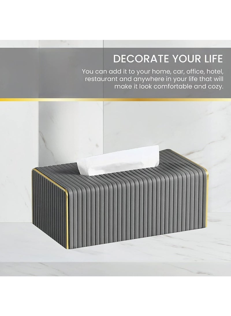 Alhdhd Leather tissue box cover, Decorative tissue box Holder for Home Living Room, Bedroom, Kitchen, Office, Bathroom | Car Tissue Holder (dark grey)