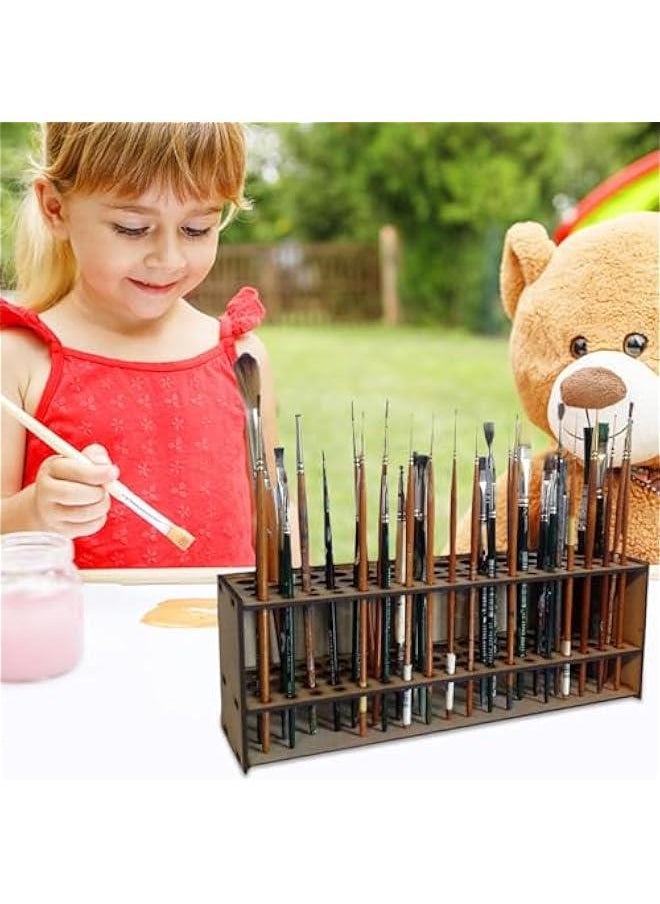 Multi Wooden Paint Brush Holder Stand | 67 Holes Paintbrush Holder Stand Wooden Paint Brush Holder,Paintbrush Holder Organizer For Colored Pencils Paint Brushes Makeup Brushes