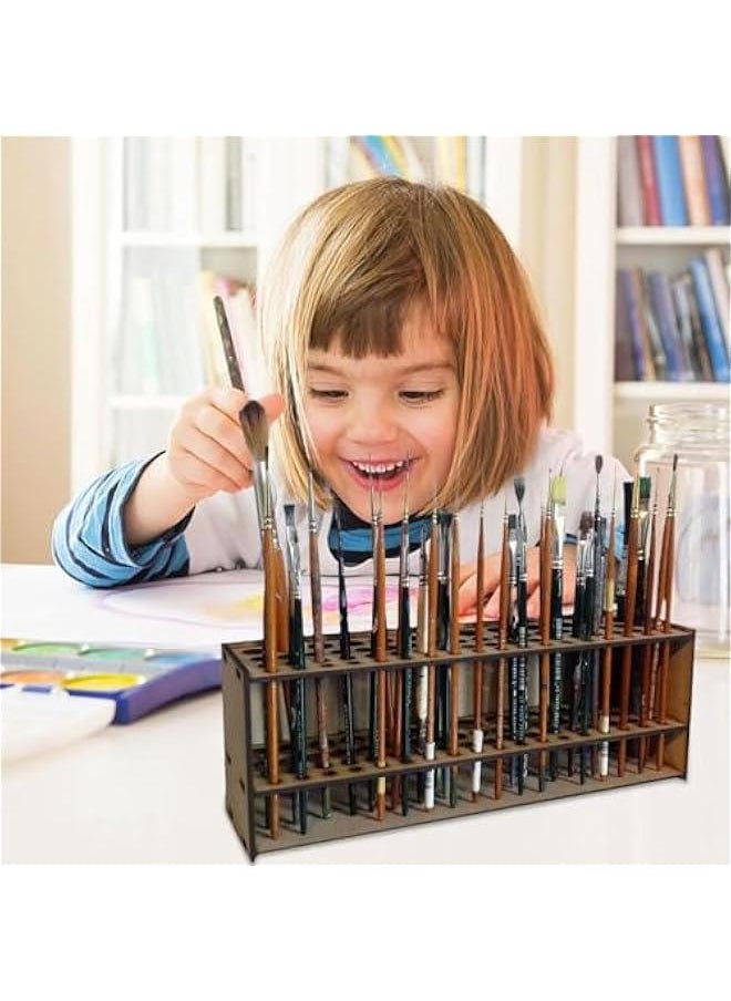 Multi Wooden Paint Brush Holder Stand | 67 Holes Paintbrush Holder Stand Wooden Paint Brush Holder,Paintbrush Holder Organizer For Colored Pencils Paint Brushes Makeup Brushes