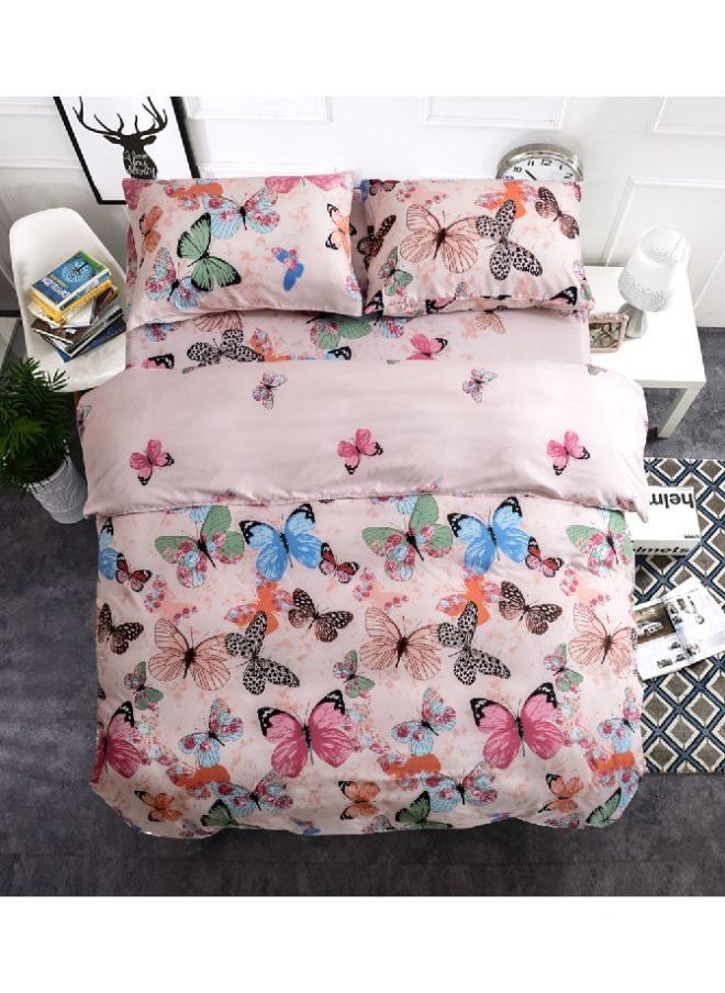 Single Size 4Pcs Duvet Cover Set - Luxury Deep Pocket Fitted Sheet 120x200+25 cm - Soft and Breathable Zipper Closure Duvet Cover 160x210 cm - Ultra Soft 2 Pillowcases 48x74 cm