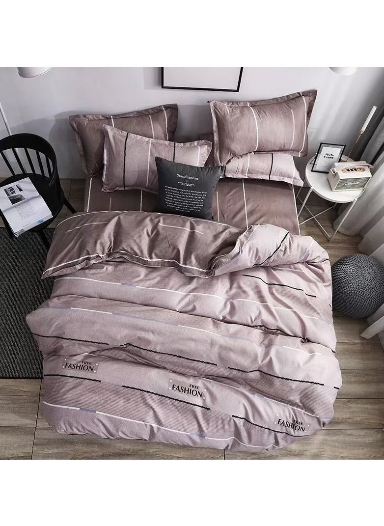 Single Size 4Pcs Duvet Cover Set - Luxury Deep Pocket Fitted Sheet 120x200+25 cm - Soft and Breathable Zipper Closure Duvet Cover 160x210 cm - Ultra Soft 2 Pillowcases 48x74 cm