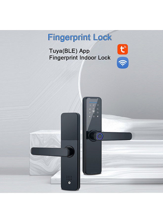 Tuya Smart Lock Fingerprint Lock Door Lock Keypad Door Lock with Handle Fingerprint Electronic Deadbolt Door Lock Smart Door Lock Compatible with Tuya APP