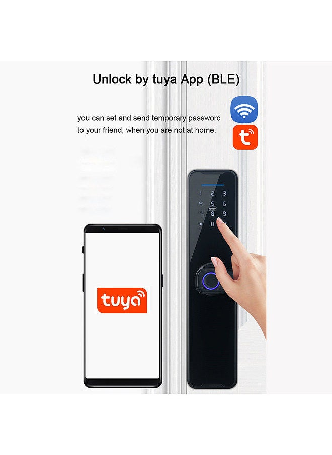 Tuya Smart Lock Fingerprint Lock Door Lock Keypad Door Lock with Handle Fingerprint Electronic Deadbolt Door Lock Smart Door Lock Compatible with Tuya APP