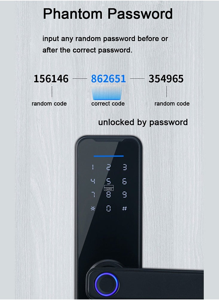 Tuya Smart Lock Fingerprint Lock Door Lock Keypad Door Lock with Handle Fingerprint Electronic Deadbolt Door Lock Smart Door Lock Compatible with Tuya APP