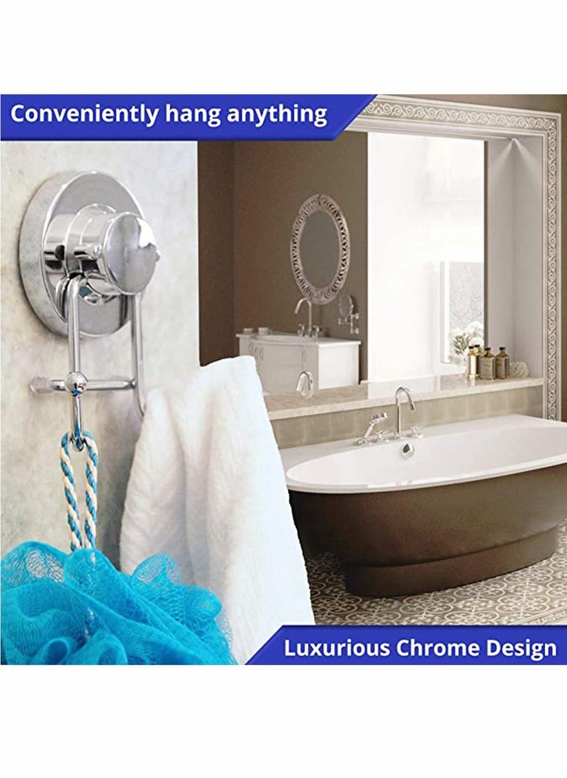 2 Double Hook Wall Hooks Stainless Steel Suction Cup Hooks Bath Towel Heavy Duty Hook Suction Cup Rust Proof Wall Hooks Kitchen and Bathroom Vacuum Suction Hook Suction Hanger