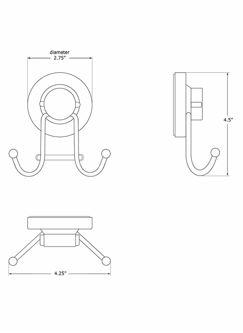 2 Double Hook Wall Hooks Stainless Steel Suction Cup Hooks Bath Towel Heavy Duty Hook Suction Cup Rust Proof Wall Hooks Kitchen and Bathroom Vacuum Suction Hook Suction Hanger