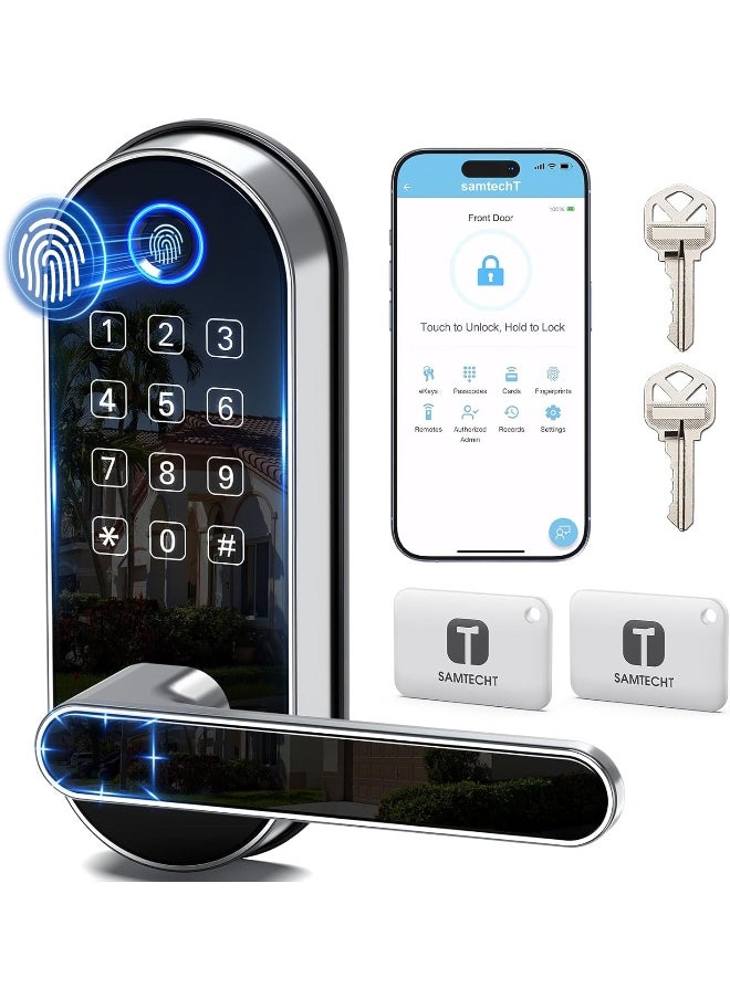 Keyless Entry Smart Door Lock With Door Handle Wi-Fi Digital Fingerprint Door Lock Door Lock For Front Door Front Door Bluetooth Smart Lock Door Lever Door Knob Deadbolt Alternatives