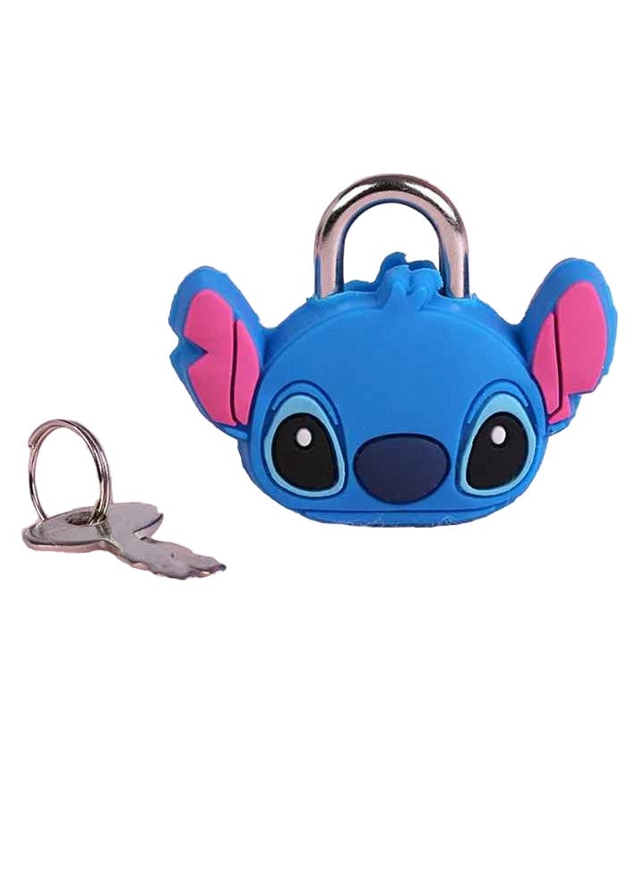 Metal Mini Padlock, Stitch Cartoon PVC Doll Lock, Creative Cute Safety Anti Theft Luggage Lock, Durable Portable Anime Cartoon Keychain Locks, (1pc, Blue, Design A)