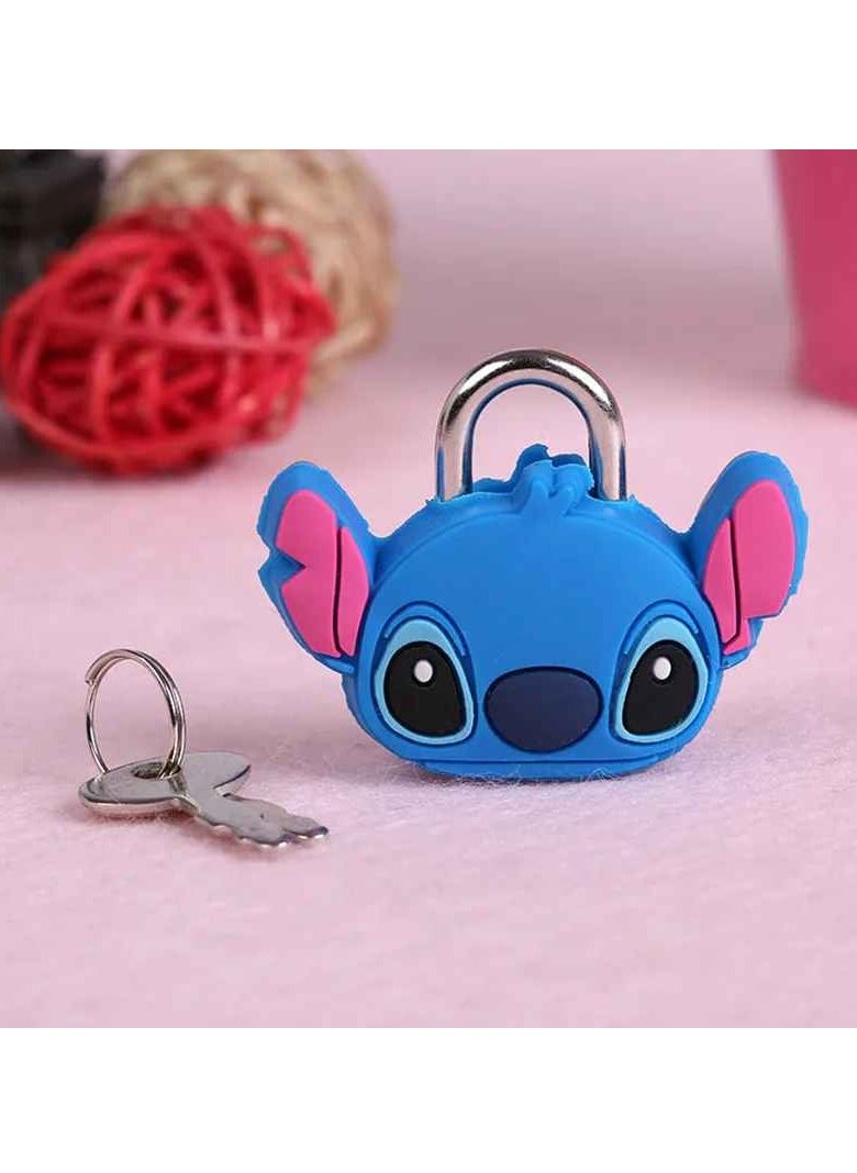 Metal Mini Padlock, Stitch Cartoon PVC Doll Lock, Creative Cute Safety Anti Theft Luggage Lock, Durable Portable Anime Cartoon Keychain Locks, (1pc, Blue, Design A)