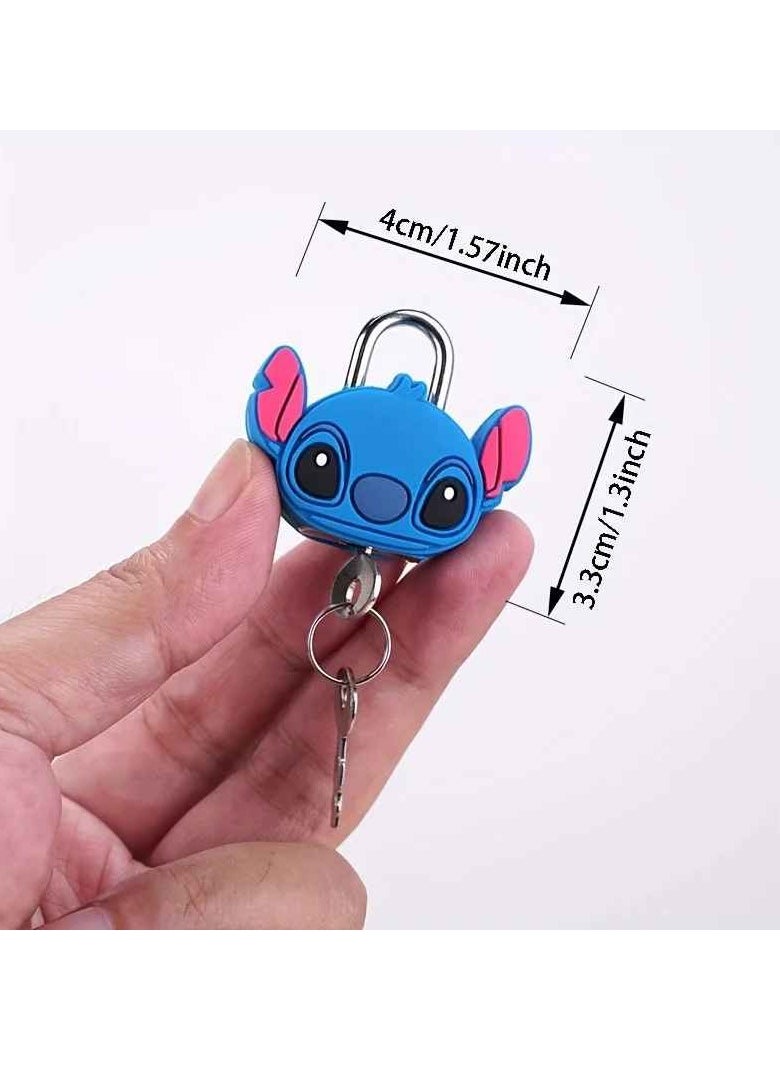 Metal Mini Padlock, Stitch Cartoon PVC Doll Lock, Creative Cute Safety Anti Theft Luggage Lock, Durable Portable Anime Cartoon Keychain Locks, (1pc, Blue, Design A)