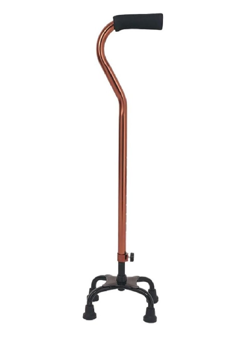 Bronze Curved Handle 4 Legs aWalking Stick, Adjustable Height, Strong Base with 4 Legs