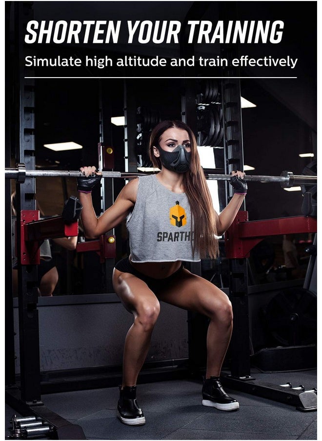 Workout Mask High Altitude Mask Face Mask For Gym Training Work Out Running Cycling Elevation Cardio Fitness Resistance O2 2 3 Lung Breathing Exercise Mask Men Women [Black +Case]