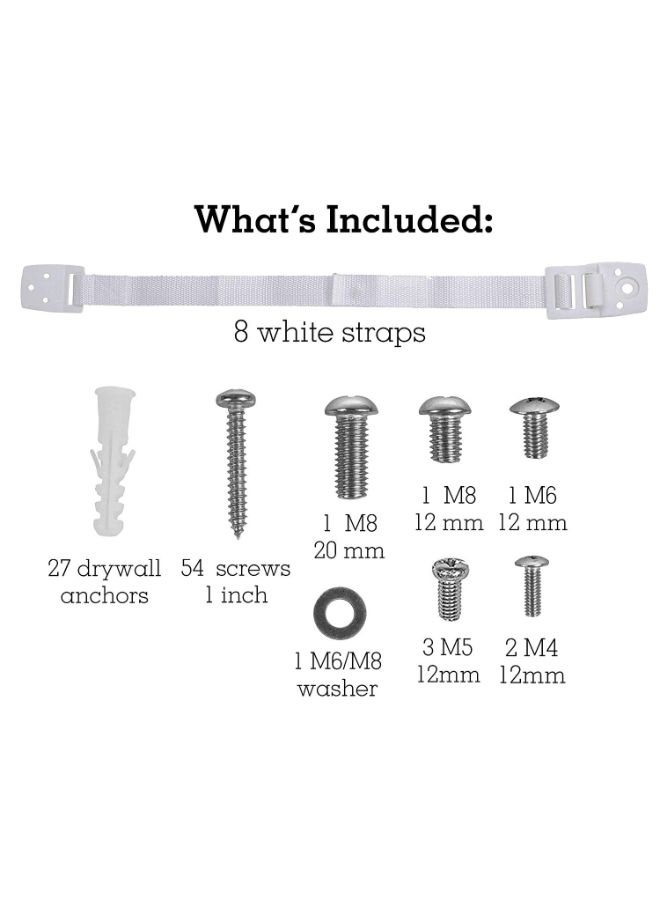 8-Piece Anti Tip Furniture Strap White
