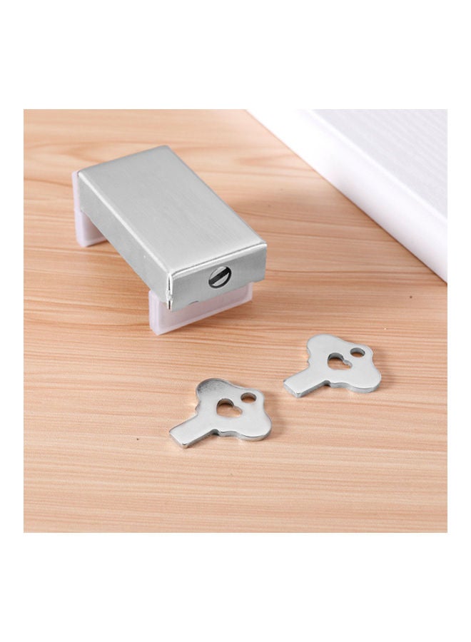 Child Protection Door And Window Flat Key Safety Lock Silver