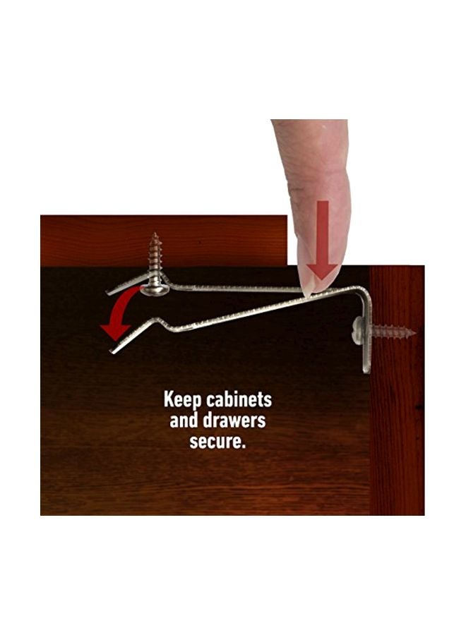 Pack Of 5 Cabinet And Drawer Safety Latches Silver 2x1inch