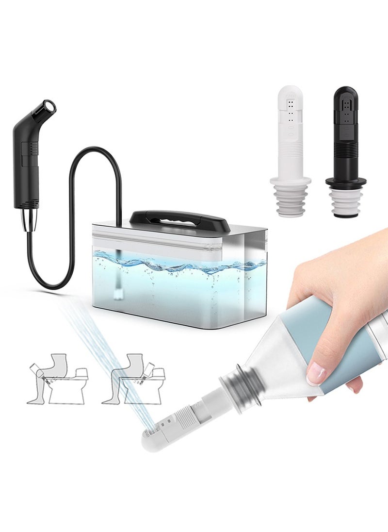 Portable Electric Shattaf Personal Travel Bidet Sprayer Kits Shower Spray Clean with 2.3L Water Storage and 2 Pack Mini Pocket Shattaf Sprayer, USB Rechargeable Bidet Sprayer, Handheld Bidet Sprayer for Travel , Bathroom and Outdoor Hiking