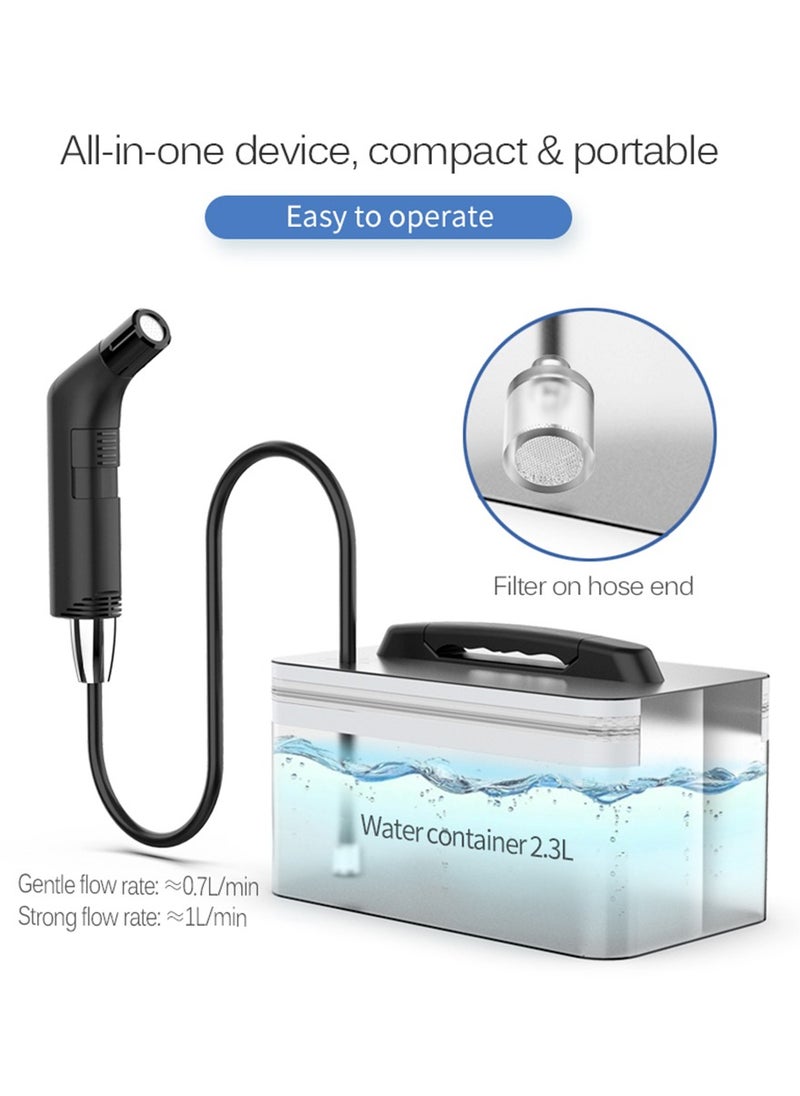 Portable Electric Shattaf Personal Travel Bidet Sprayer Kits Shower Spray Clean with 2.3L Water Storage and 2 Pack Mini Pocket Shattaf Sprayer, USB Rechargeable Bidet Sprayer, Handheld Bidet Sprayer for Travel , Bathroom and Outdoor Hiking