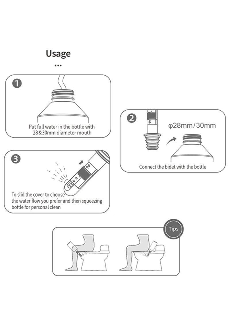 Portable Electric Shattaf Personal Travel Bidet Sprayer Kits Shower Spray Clean with 2.3L Water Storage and 2 Pack Mini Pocket Shattaf Sprayer, USB Rechargeable Bidet Sprayer, Handheld Bidet Sprayer for Travel , Bathroom and Outdoor Hiking