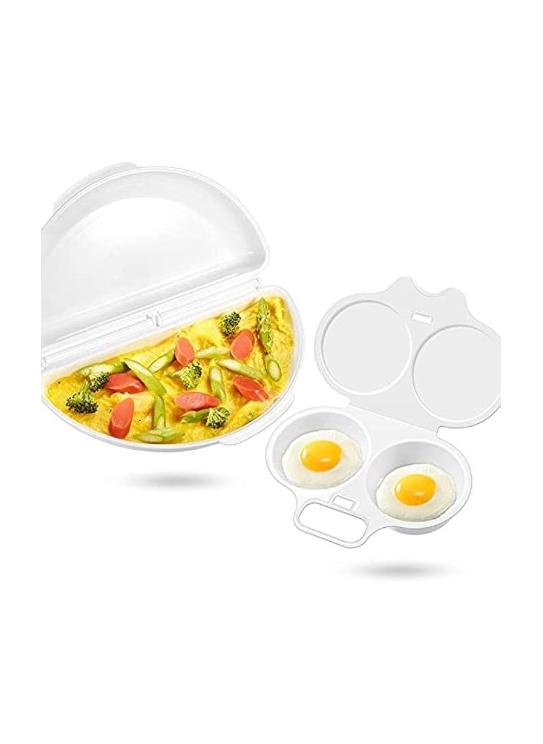 Egg Poacher and Omelet Pan for Microwave, 2 Cavity for Perfect Poached Eggs, Microwave Cookware Easy Eggs Set for Quick and Healthy Breakfast, Dishwasher Safe Non-Stick, Kitchen Essentials