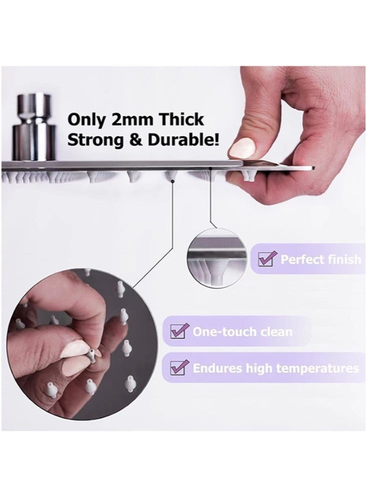 1-Set Exposed Shower System Triple Function Bathroom Shower Head 20cm Square Rainfall Shower Head with Handheld Complete Shower Set Silver