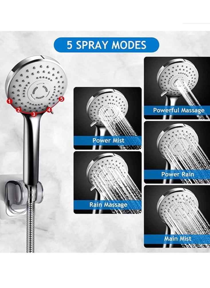 1-Set Exposed Shower System Triple Function Bathroom Shower Head 20cm Square Rainfall Shower Head with Handheld Complete Shower Set Silver