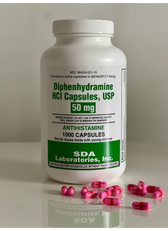 Diphenhydramine 50Mg 1000Ct Capsules, Sda Labs, Allergy Relief