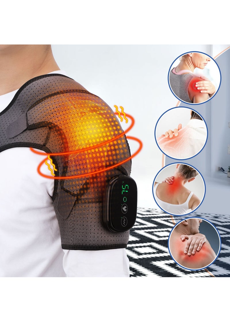 Electric Heating Shoulder Brace, LED Display, Vibration Shoulder Massage Support Belt Strap, For Arthritis Joint Injury Pain Relief