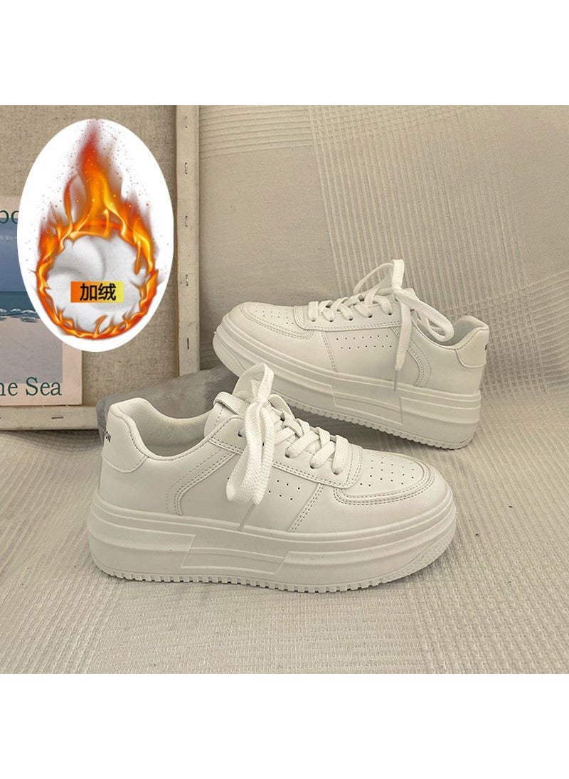 Trendy Chunky Platform Sneakers Women 2023White fleece-lined [12% User selection]] White fleece-lined [12% User selection]]