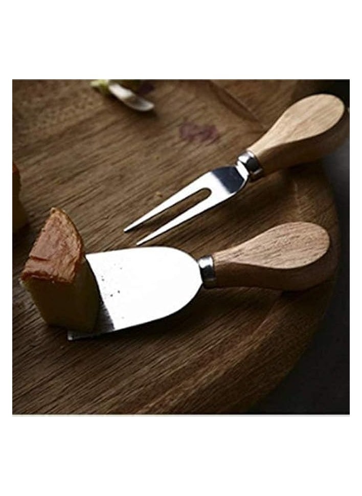 4 Pieces Set Cheese Knives with Bamboo Wood Handle Steel Stainless Cheese Slicer Cheese Cutter (Bamboo Handle)