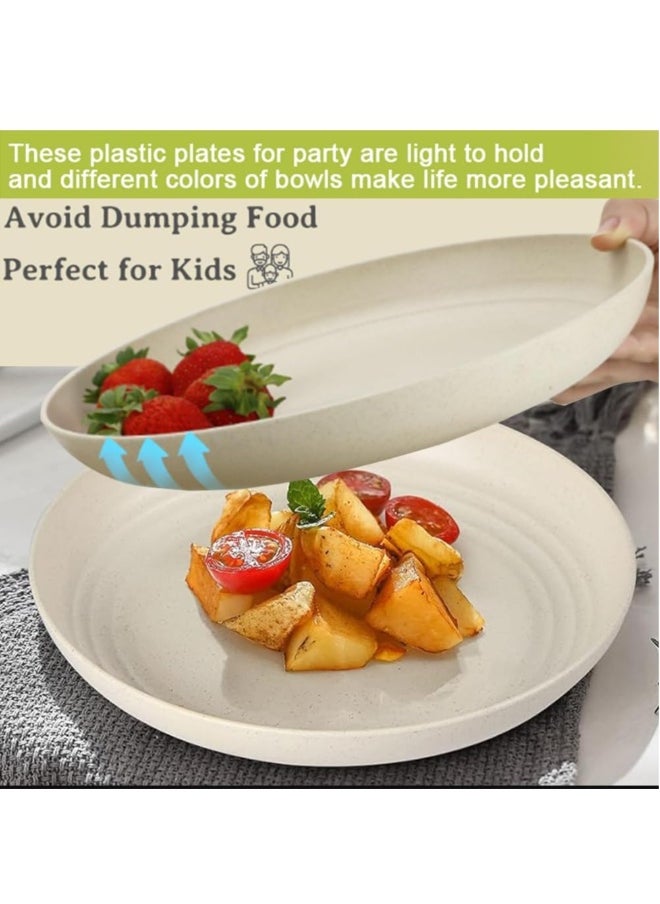 Unbreakable Wheat Straw Plates 9 inch, Reusable Large Plates Set of 4, Dishwasher Safe Easy to Clean BPA Free, Perfect for Kitchen Outdoor Picnic Plates