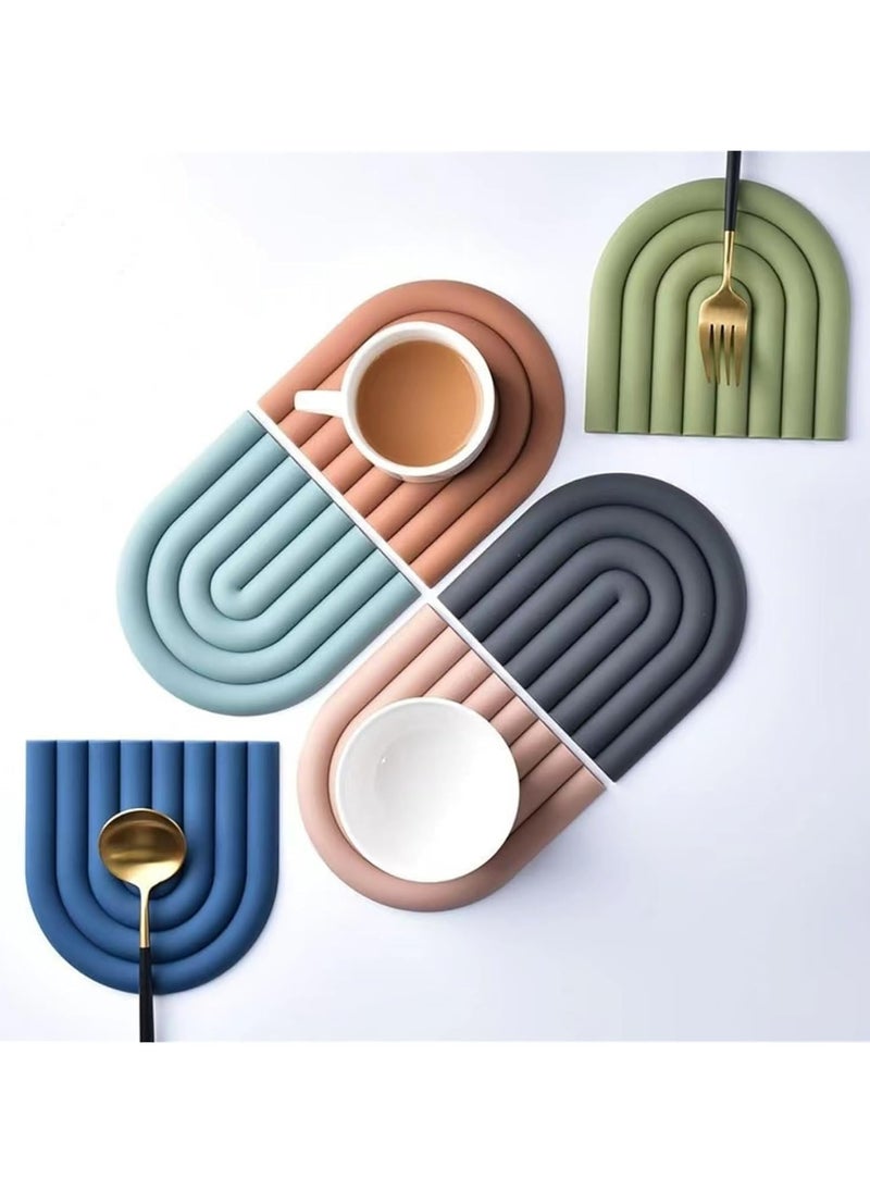 6 PCS Colorful Silicone Trivet Mats -Heat Resistant Pot Holders, Food Grade Silicone Heat Insulation Mat, Anti-Scald Placemat, Multipurpose Non-Slip Hot Pads for Hot Pots and Pans, Coasters