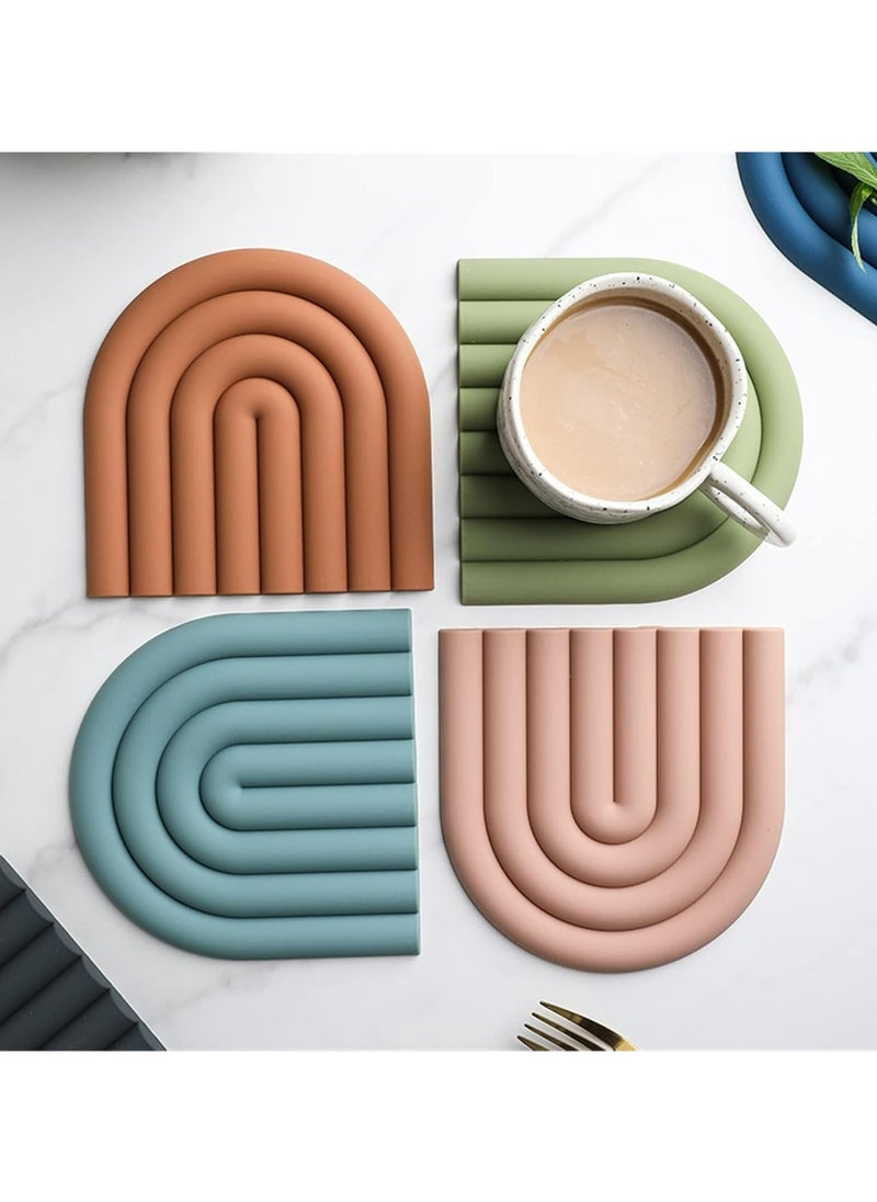 6 PCS Colorful Silicone Trivet Mats -Heat Resistant Pot Holders, Food Grade Silicone Heat Insulation Mat, Anti-Scald Placemat, Multipurpose Non-Slip Hot Pads for Hot Pots and Pans, Coasters