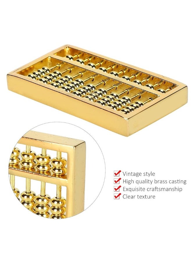 Mini Brass Abacus Mini Copper Abacus 9 Gears Chinese Math Calculating Tool for Kids Adult Collection(1.8 x 0.2 x 1inch)