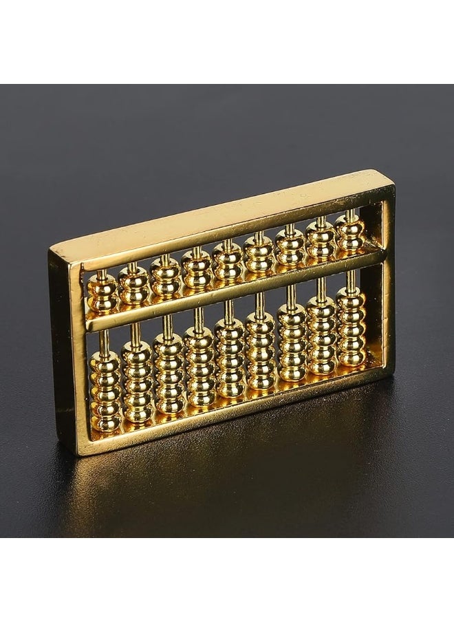 Mini Brass Abacus Mini Copper Abacus 9 Gears Chinese Math Calculating Tool for Kids Adult Collection(1.8 x 0.2 x 1inch)