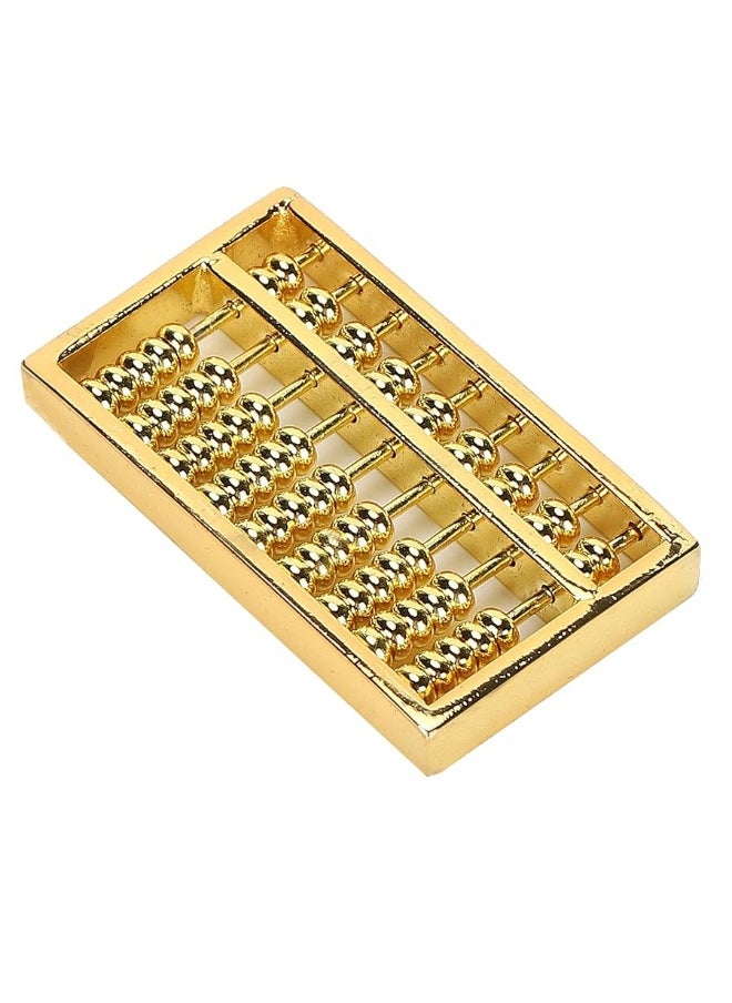 Mini Brass Abacus Mini Copper Abacus 9 Gears Chinese Math Calculating Tool for Kids Adult Collection(1.8 x 0.2 x 1inch)